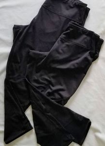 2 Large Black Tek Gear Exercise Capris Leggings L